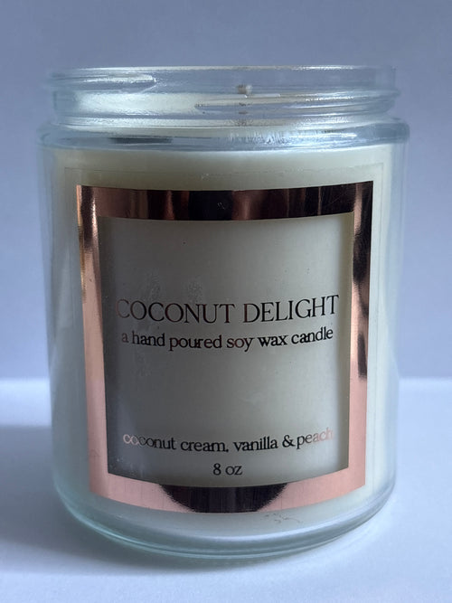 Coconut Delight -                            8 oz Soy Candle